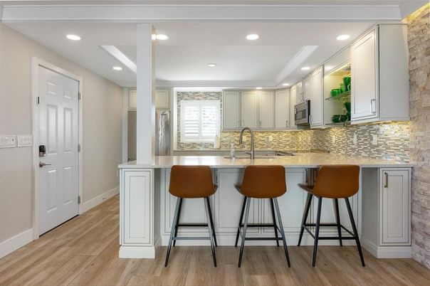 Interior, Kitchen, Recessed Lighting, Wood Texture Flooring