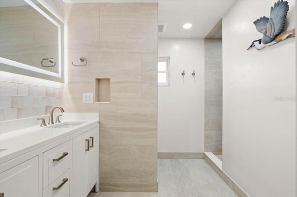 Bathroom, Dual Sink Vanities, Glass Shower, Interior, Recessed Lighting