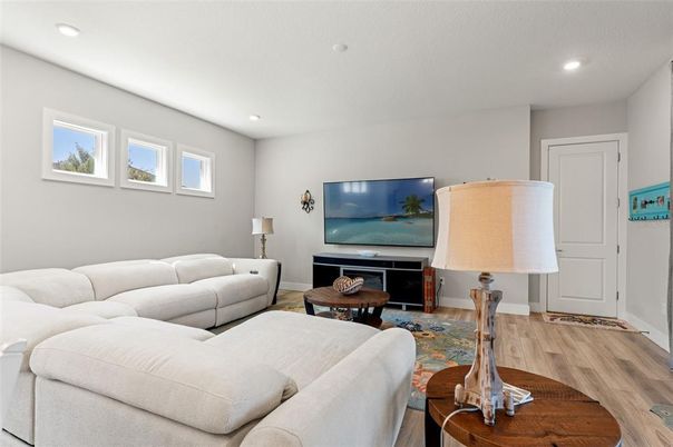 Interior, Living room, Recessed Lighting, Wood Texture Flooring