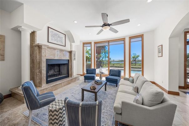 Fireplace, Interior, Living room, Recessed Lighting