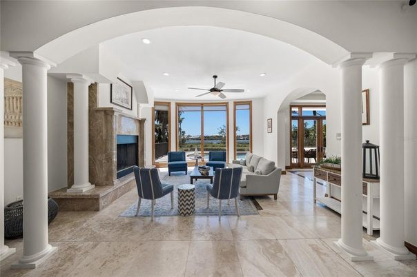 Fireplace, Interior, Living room, Recessed Lighting