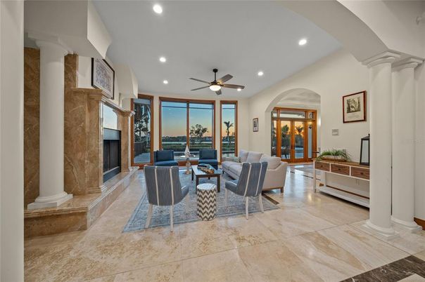 Fireplace, Interior, Living room, Recessed Lighting