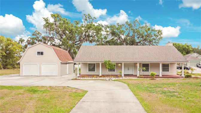 Attached, Backyard, Detached Garage, Exterior, Facade, Ranch