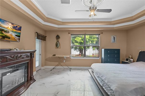 Bedroom, Fireplace, Interior, Marble