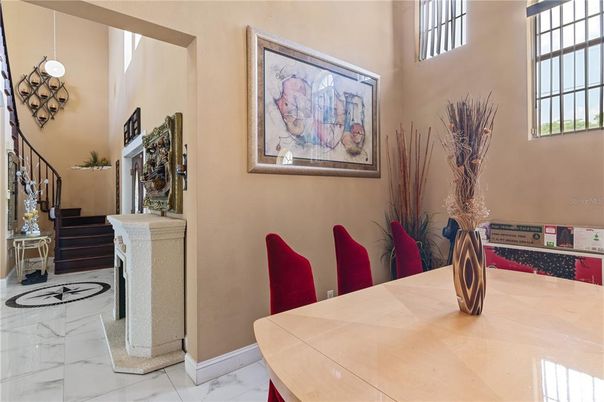 Dining room, Interior, Marble, Pendant Lights