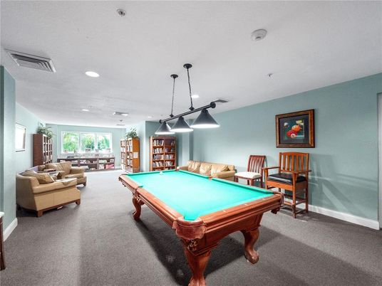 Billiard Table, Game Room, Interior, Living room, Pendant Lights, Recessed Lighting