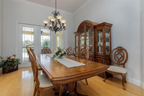 Chandelier, Dining room, Interior, Wood Texture Flooring