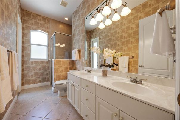 Bathroom, Dual Sink Vanities, Glass Shower, Interior, Recessed Lighting