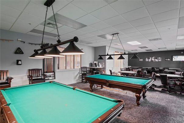 Billiard Table, Game Room, Interior, Pendant Lights, Recessed Lighting