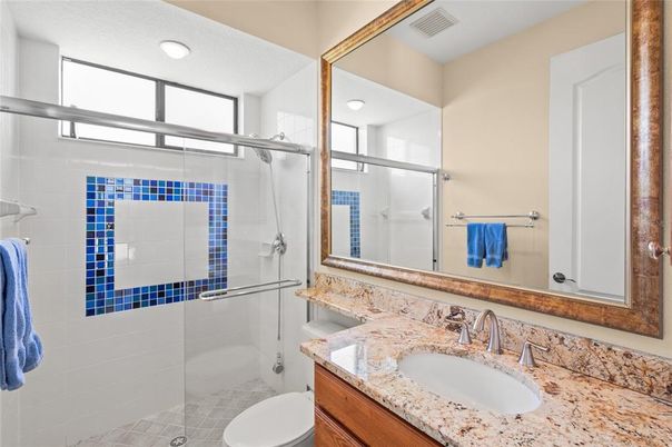 Bathroom, Glass Shower, Interior, Recessed Lighting