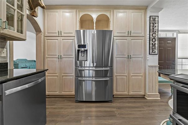 Interior, Kitchen, Stainless Steel Appliances, Wood Texture Flooring