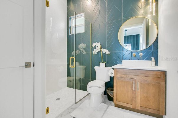 Bathroom, Glass Shower, Interior, Marble