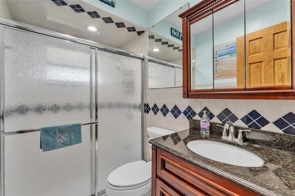 Bathroom, Glass Shower, Interior, Recessed Lighting