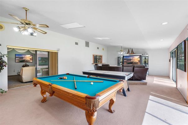 Billiard Table, Game Room, Interior, Recessed Lighting