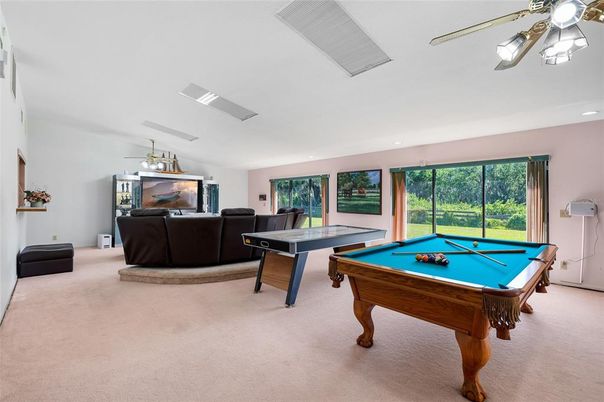 Billiard Table, Game Room, Interior, Recessed Lighting