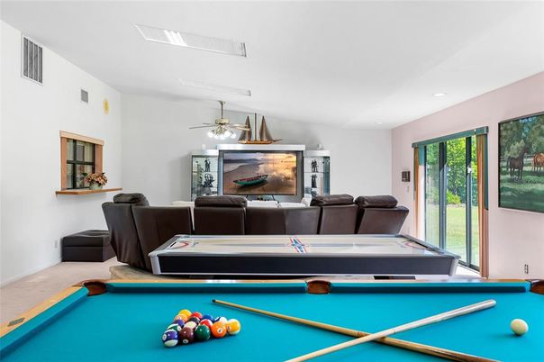 Billiard Table, Game Room, Interior, Recessed Lighting