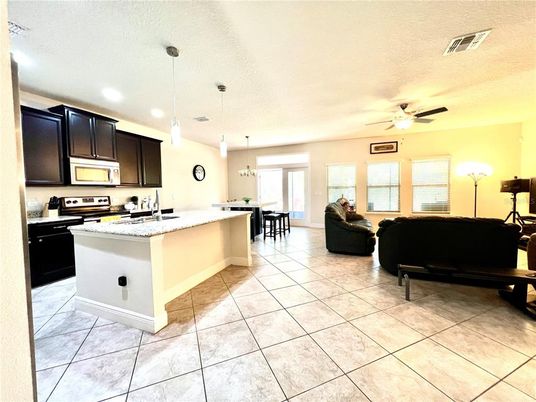 Dining room, Interior, Kitchen, Living room, Pendant Lights, Recessed Lighting