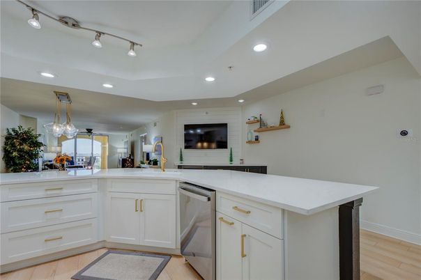 Interior, Kitchen, Pendant Lights, Recessed Lighting, Wood Texture Flooring