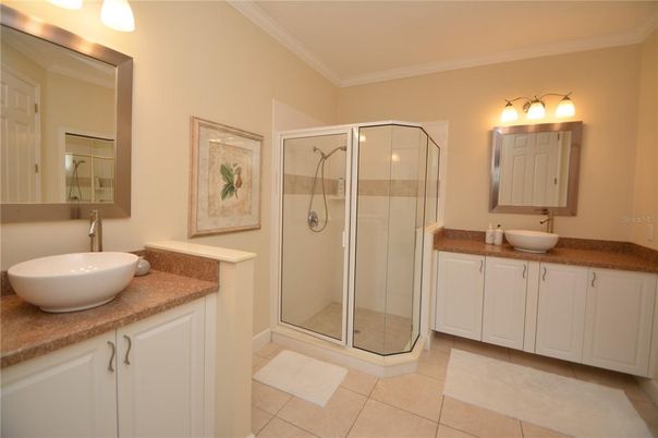 Bathroom, Dual Sink Vanities, Glass Shower, Interior