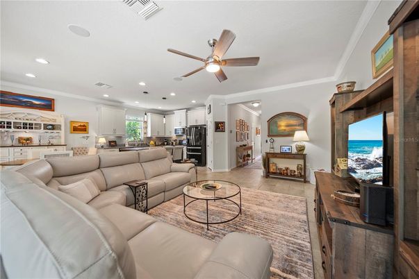 Interior, Kitchen, Living room, Recessed Lighting, Stainless Steel Appliances, Wood Texture Flooring