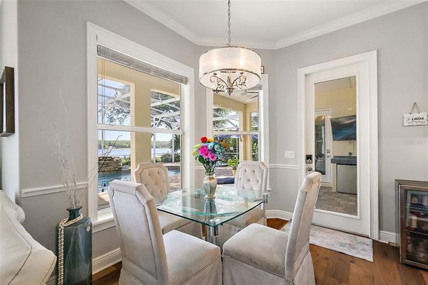 Chandelier, Dining room, Interior, Wood Texture Flooring