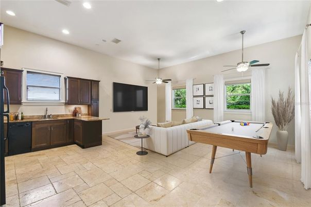Billiard Table, Game Room, Interior, Living room, Recessed Lighting