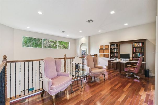 Home Office, Interior, Recessed Lighting, Wood Texture Flooring