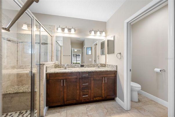 Bathroom, Dual Sink Vanities, Glass Shower, Interior