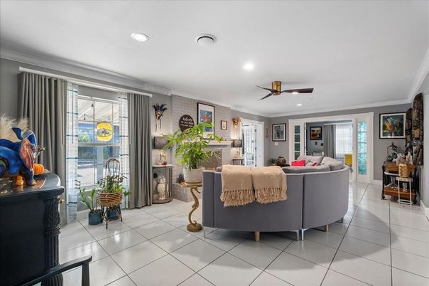 Interior, Living room, Recessed Lighting, Stone Walls