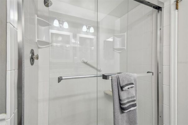 Bathroom, Glass Shower, Interior, Pendant Lights