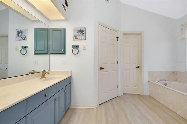 Bathroom, Dual Sink Vanities, Interior, Wood Texture Flooring