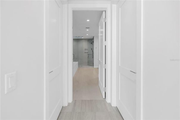 Bathroom, Interior, Recessed Lighting, Wood Texture Flooring