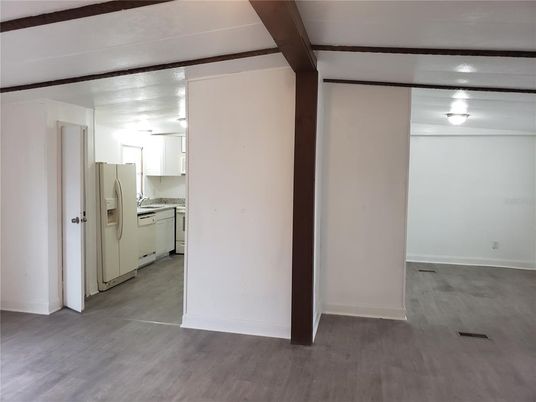 Empty room, Interior, Kitchen, Wooden Beams, Wood Texture Flooring