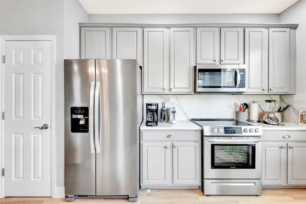 Interior, Kitchen, Stainless Steel Appliances, Wood Texture Flooring