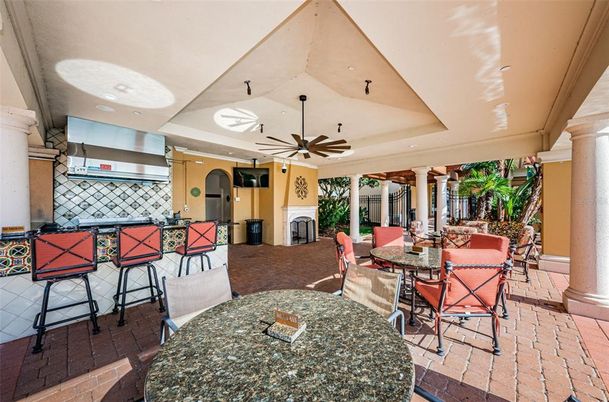 Dining room, Fireplace, Interior, Kitchen, Pendant Lights, Recessed Lighting, Stainless Steel Appliances