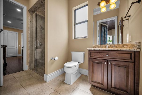 Bathroom, Glass Shower, Interior, Recessed Lighting