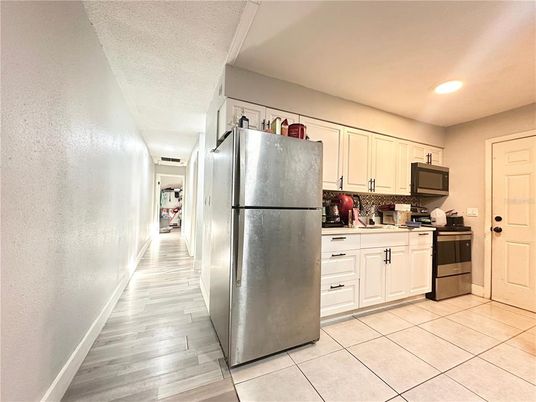 Interior, Kitchen, Recessed Lighting, Wood Texture Flooring