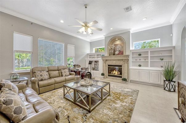 Fireplace, Interior, Living room, Recessed Lighting