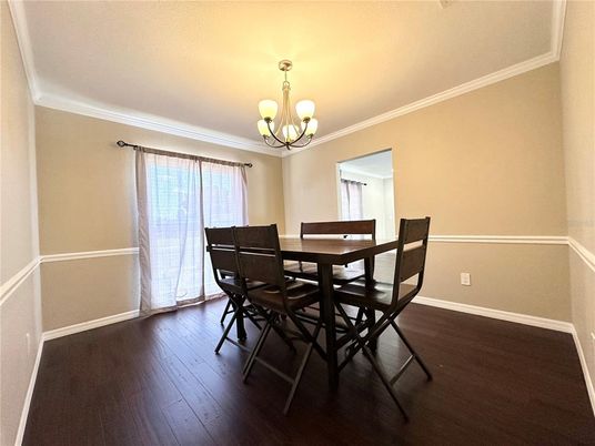 Chandelier, Dining room, Interior, Wood Texture Flooring