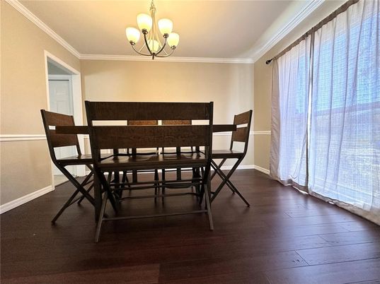 Chandelier, Dining room, Interior, Wood Texture Flooring