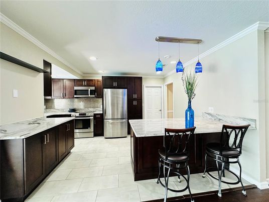 Interior, Kitchen, Pendant Lights, Recessed Lighting, Stainless Steel Appliances
