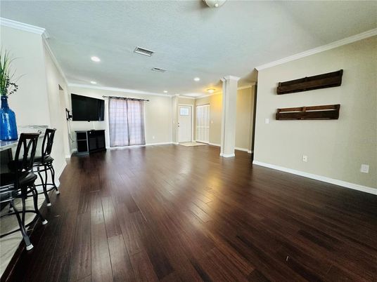 Empty room, Interior, Recessed Lighting, Wood Texture Flooring