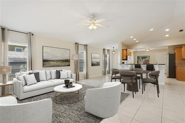 Dining room, Interior, Kitchen, Living room, Pendant Lights, Recessed Lighting