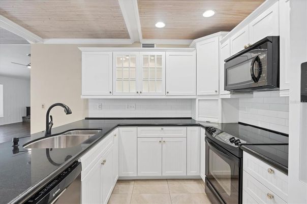 Interior, Kitchen, Recessed Lighting, Stainless Steel Appliances, Wooden Ceilings