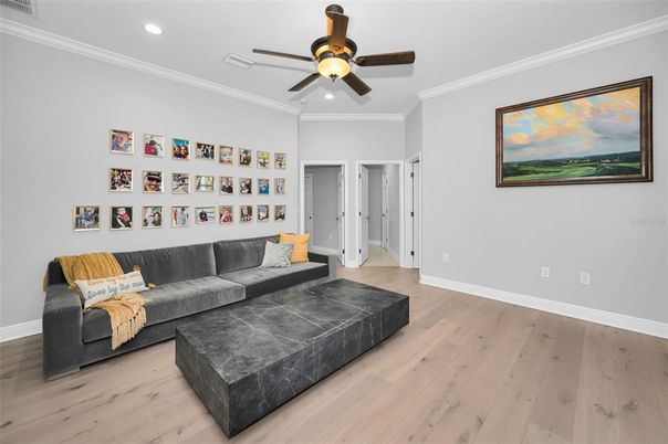 Interior, Living room, Recessed Lighting, Wood Texture Flooring
