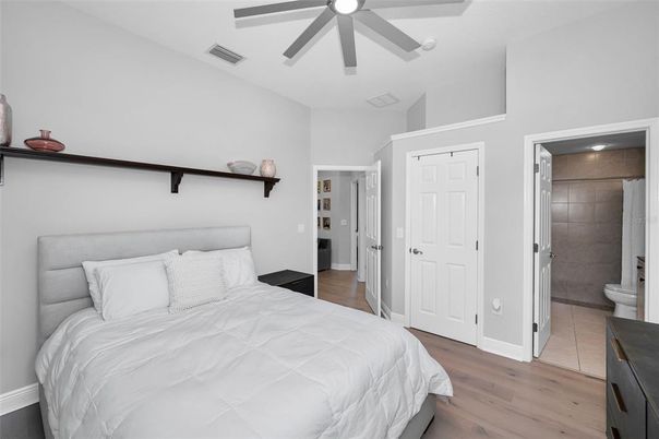 Bathroom, Bedroom, Interior, Recessed Lighting, Wood Texture Flooring