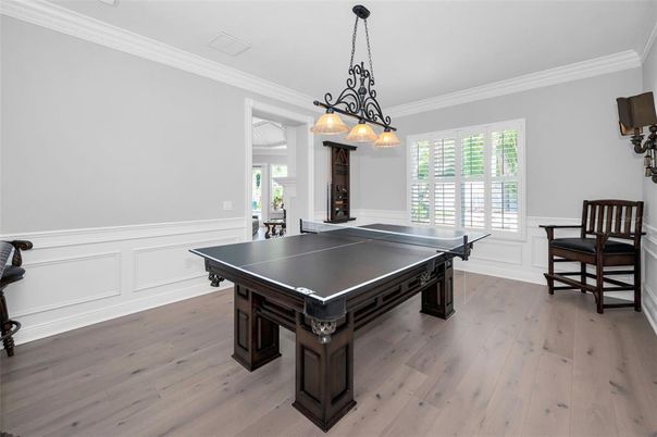 Game Room, Interior, Pendant Lights, Wood Texture Flooring