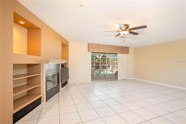 Empty room, Fireplace, Interior, Recessed Lighting