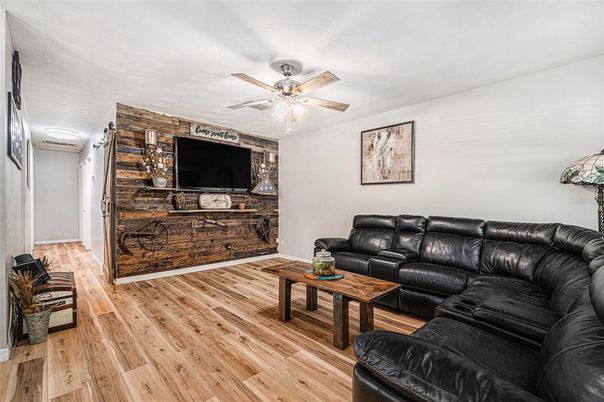 Interior, Living room, Stone Walls, Wood Texture Flooring