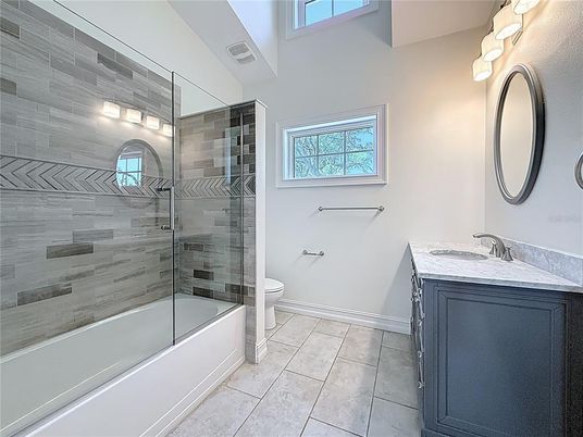 Bathroom, Dual Sink Vanities, Glass Shower, Interior